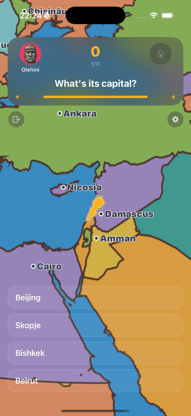 A solo round: find the highlighted country on the globe